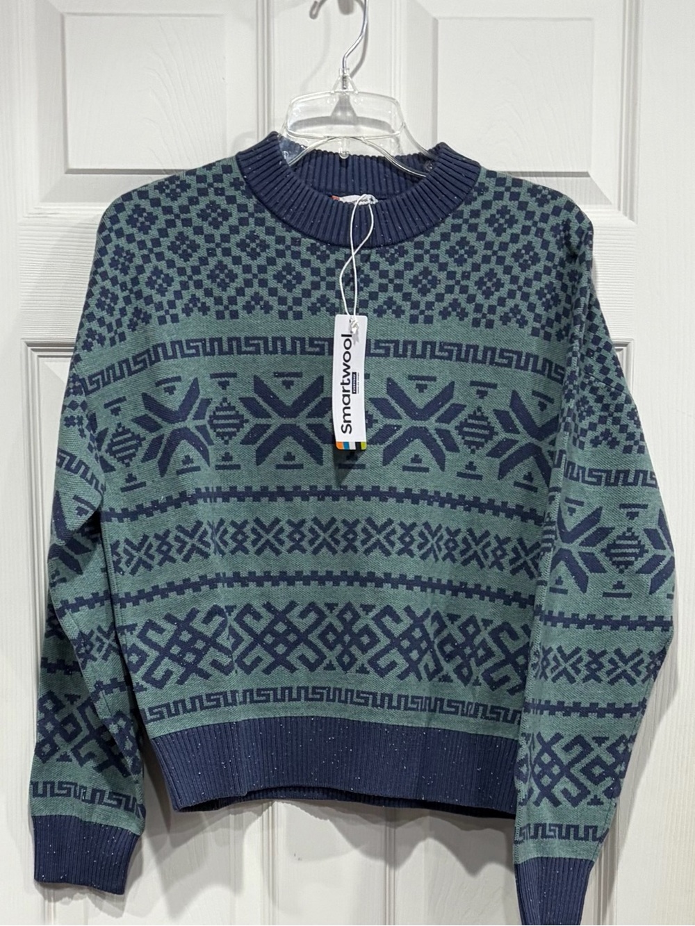 SmartWool Women's Small Edgewood Heritage Crew Sweater Arctic Green NWT